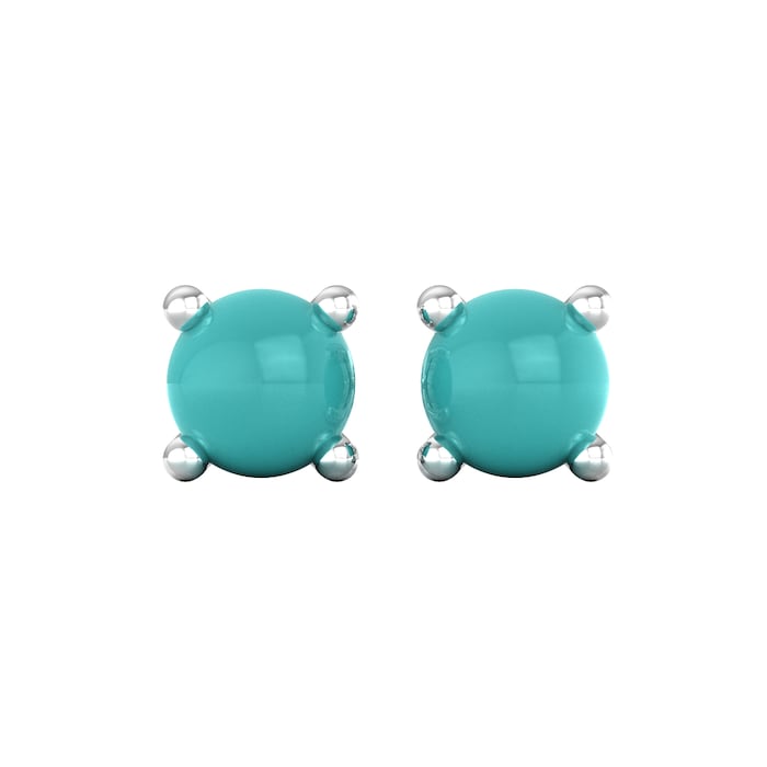 By Request 9ct White Gold 4 Claw Turquoise Stud Earrings