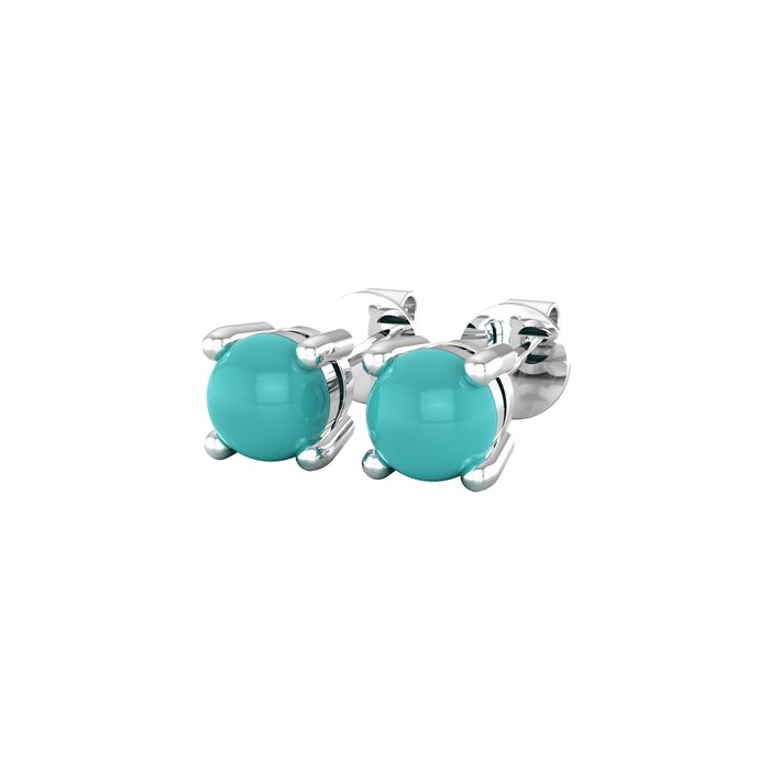 By Request 9ct White Gold 4 Claw Turquoise Stud Earrings