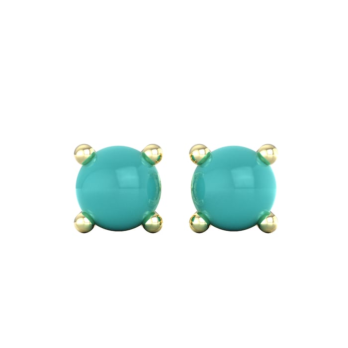 By Request 9ct Yellow Gold 4 Claw Turquoise Stud Earrings