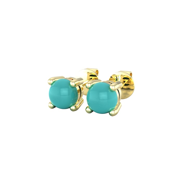 By Request 9ct Yellow Gold 4 Claw Turquoise Stud Earrings