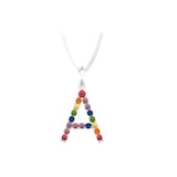 By Request 9ct White Gold Rainbow Sapphire Initial A Pendant & Chain