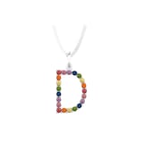 By Request 9ct White Gold Rainbow Sapphire Initial D Pendant & Chain