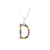 By Request 9ct White Gold Rainbow Sapphire Initial D Pendant & Chain