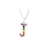 By Request 9ct White Gold Rainbow Sapphire Initial J Pendant & Chain