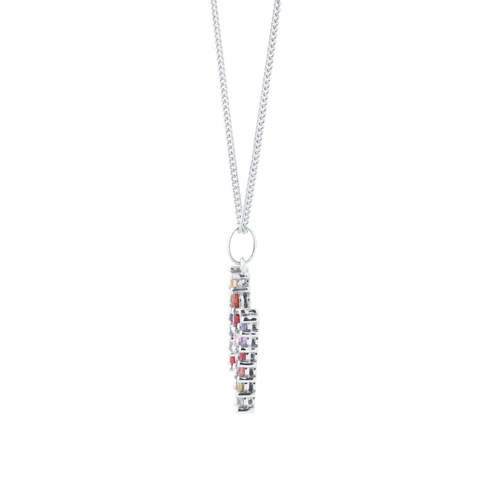 By Request 9ct White Gold Rainbow Sapphire Initial N Pendant & Chain