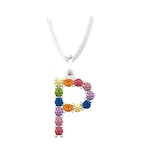 By Request 9ct White Gold Rainbow Sapphire Initial P Pendant & Chain