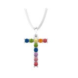 By Request 9ct White Gold Rainbow Sapphire Initial T Pendant & Chain