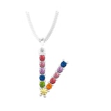 By Request 9ct White Gold Rainbow Sapphire Initial V Pendant & Chain