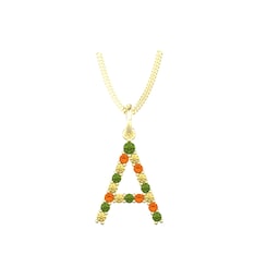 37894141 - 9ct Yellow Gold Multi Coloured Sapphire Initial A Pendant & Chain