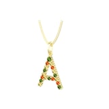 By Request 9ct Yellow Gold Multi Coloured Sapphire Initial A Pendant & Chain