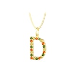 By Request 9ct Yellow Gold Multi Coloured Sapphire Initial D Pendant & Chain