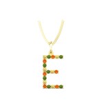 By Request 9ct Yellow Gold Multi Coloured Sapphire Initial E Pendant & Chain