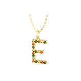 By Request 9ct Yellow Gold Multi Coloured Sapphire Initial E Pendant & Chain
