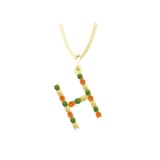 By Request 9ct Yellow Gold Multi Coloured Sapphire Initial H Pendant & Chain