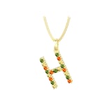By Request 9ct Yellow Gold Multi Coloured Sapphire Initial H Pendant & Chain