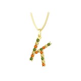 By Request 9ct Yellow Gold Multi Coloured Sapphire Initial K Pendant & Chain