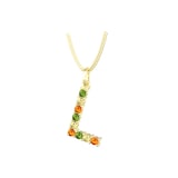 By Request 9ct Yellow Gold Multi Coloured Sapphire Initial L Pendant & Chain