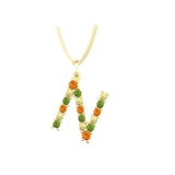 By Request 9ct Yellow Gold Multi Coloured Sapphire Initial N Pendant & Chain