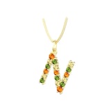 By Request 9ct Yellow Gold Multi Coloured Sapphire Initial N Pendant & Chain