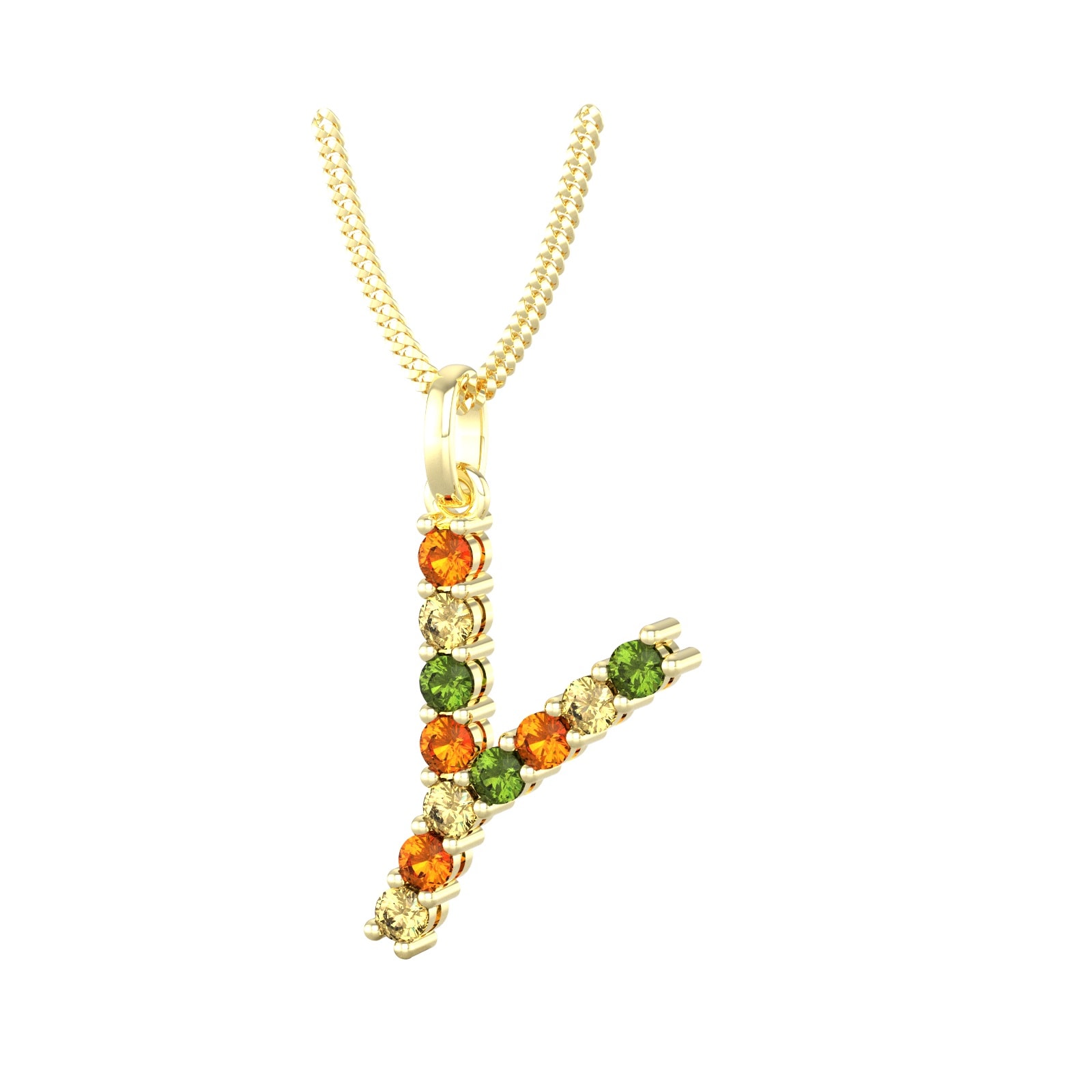 By Request 9ct Yellow Gold Multi Coloured Sapphire Initial Y Pendant & Chain By Request 9ct Yellow Gold Multi Coloured Sapphire Initial Y Pendant & Chain