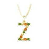 By Request 9ct Yellow Gold Multi Coloured Sapphire Initial Z Pendant & Chain