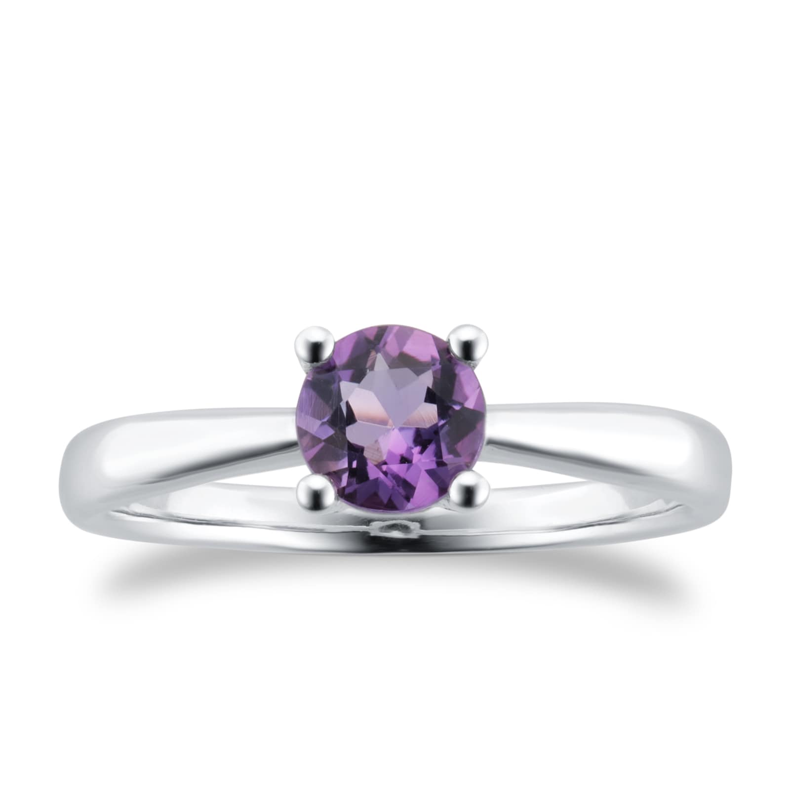 By Request 9ct White Gold 4 Claw Amethyst Ring