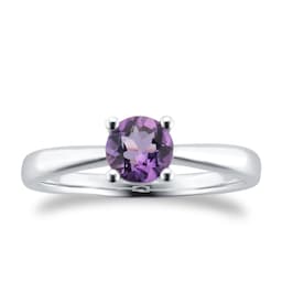 37894167 - 9ct White Gold 4 Claw Amethyst Ring