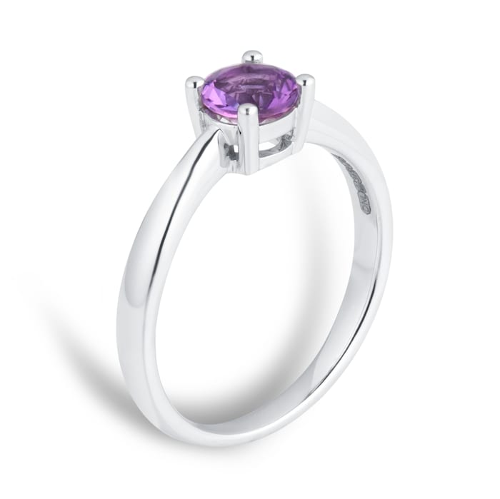 By Request 9ct White Gold 4 Claw Amethyst Ring