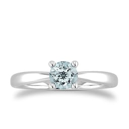 37894169 - 9ct White Gold 4 Claw Aquamarine Ring