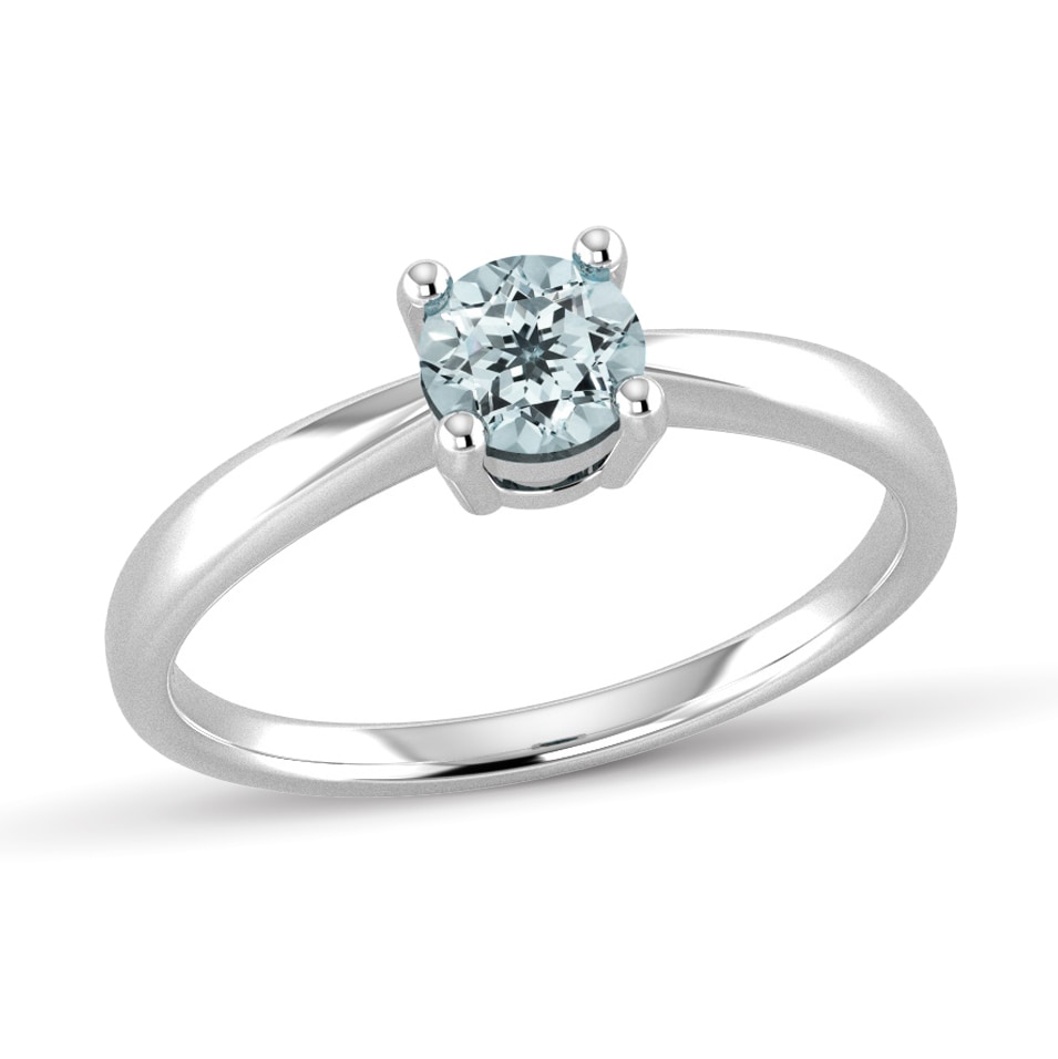 By Request 9ct White Gold 4 Claw Aquamarine Ring