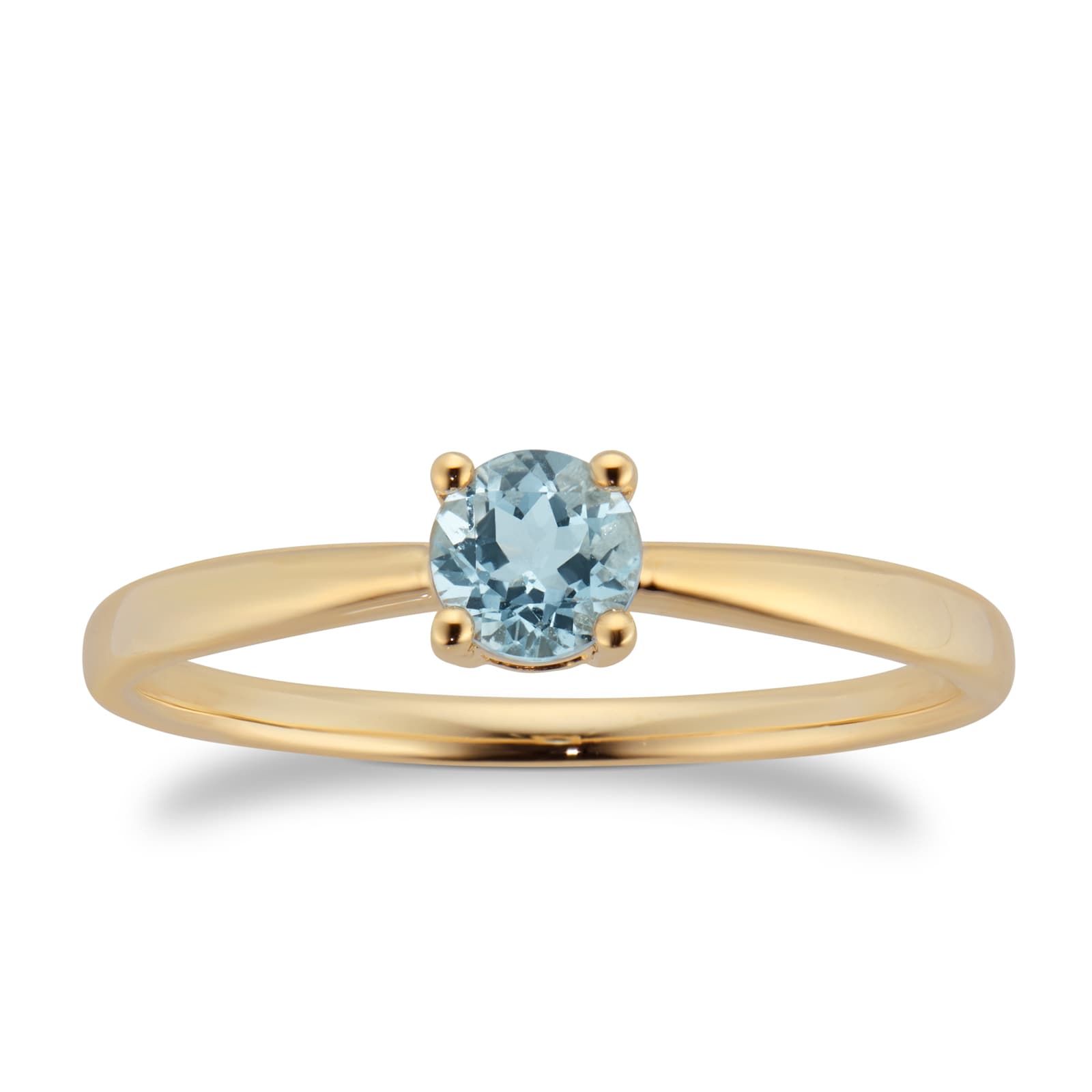 By Request 9ct Yellow Gold 4 Claw Aquamarine Ring