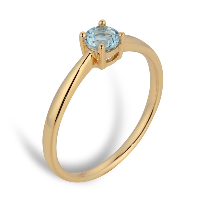 By Request 9ct Yellow Gold 4 Claw Aquamarine Ring