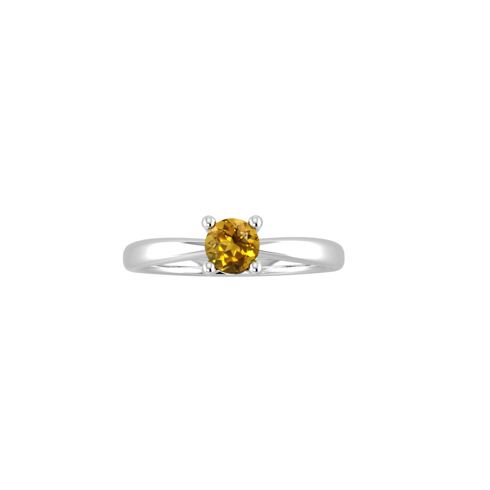 9ct White Gold 4 Claw Citrine Ring