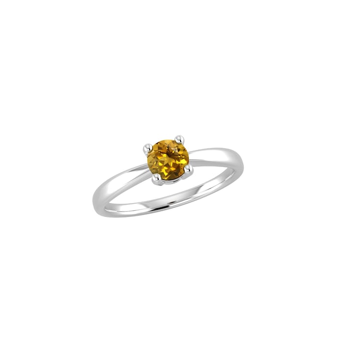 By Request 9ct White Gold 4 Claw Citrine Ring - Ring Size A