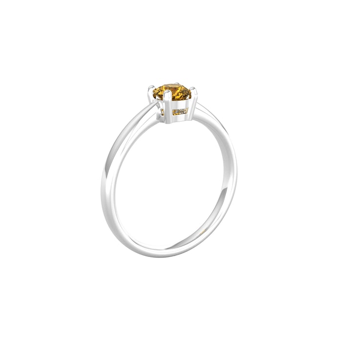 By Request 9ct White Gold 4 Claw Citrine Ring - Ring Size A