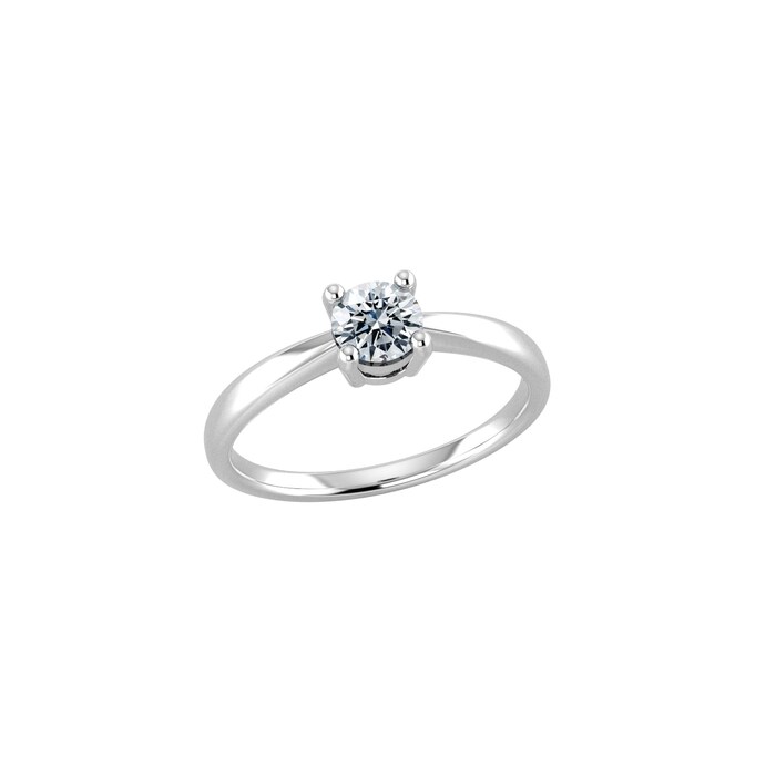 By Request 9ct White Gold 4 Claw Round Brilliant Cut Diamond Ring - Ring Size E.5