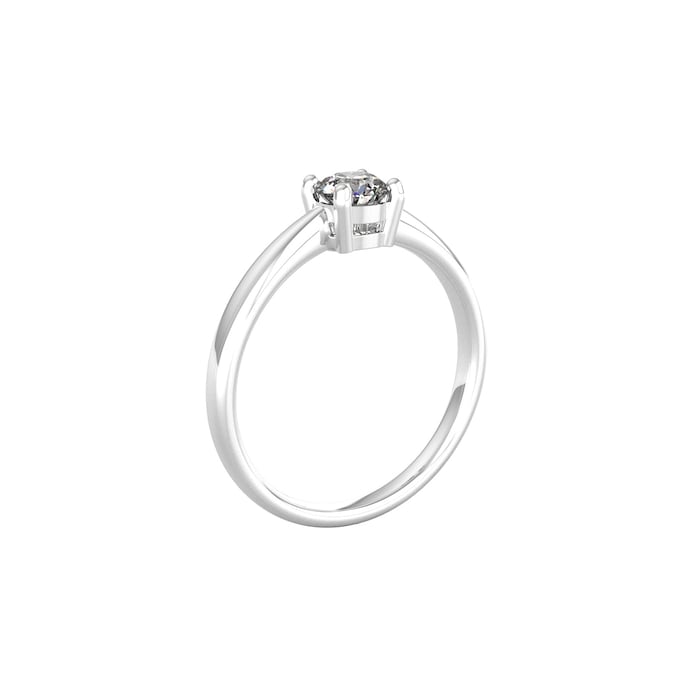 By Request 9ct White Gold 4 Claw Round Brilliant Cut Diamond Ring - Ring Size E.5