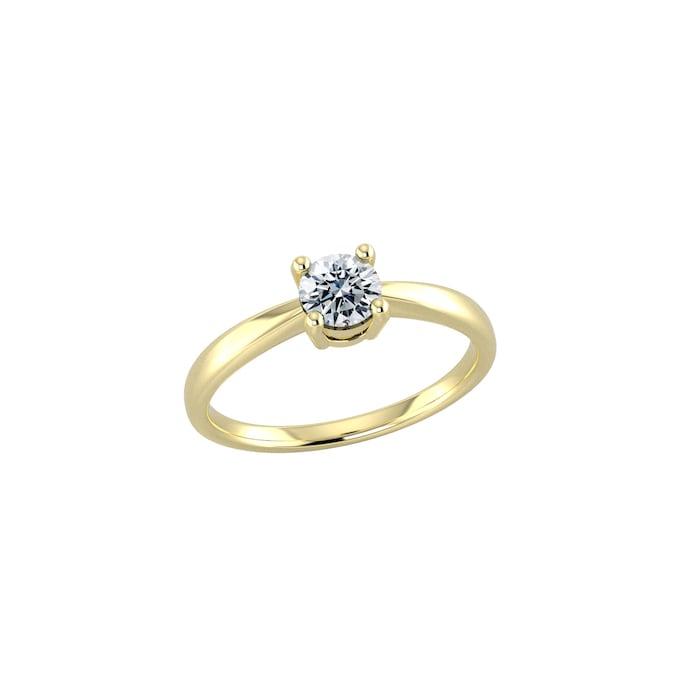 By Request 9ct Yellow Gold 4 Claw Round Brilliant Cut Diamond Ring - Ring Size I.5