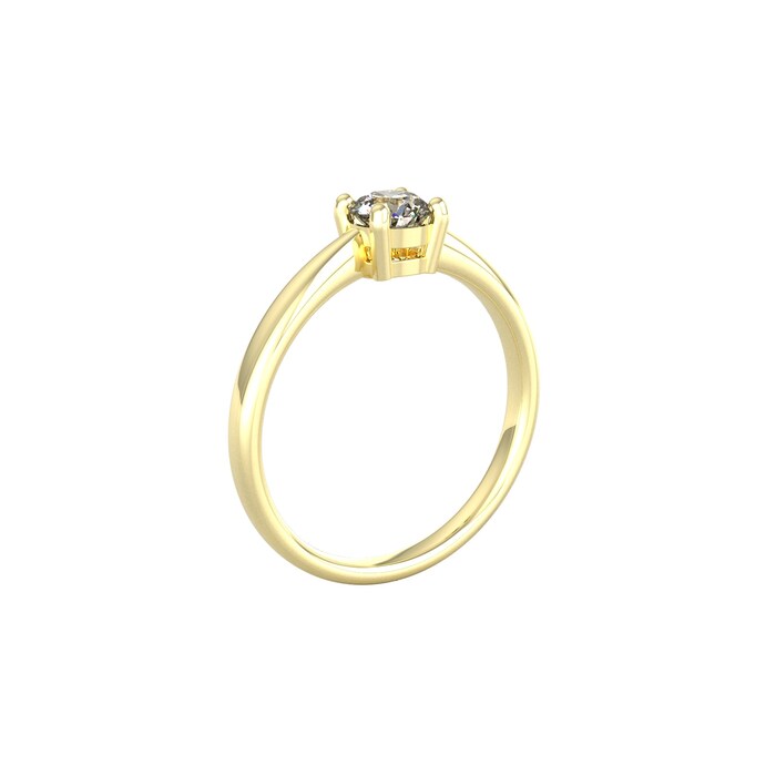 By Request 9ct Yellow Gold 4 Claw Round Brilliant Cut Diamond Ring - Ring Size I.5