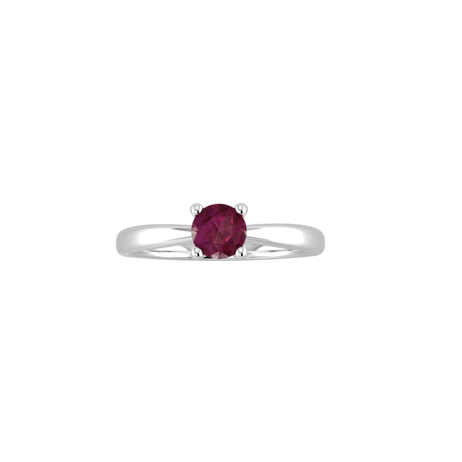 9ct White Gold 4 Claw Garnet Ring