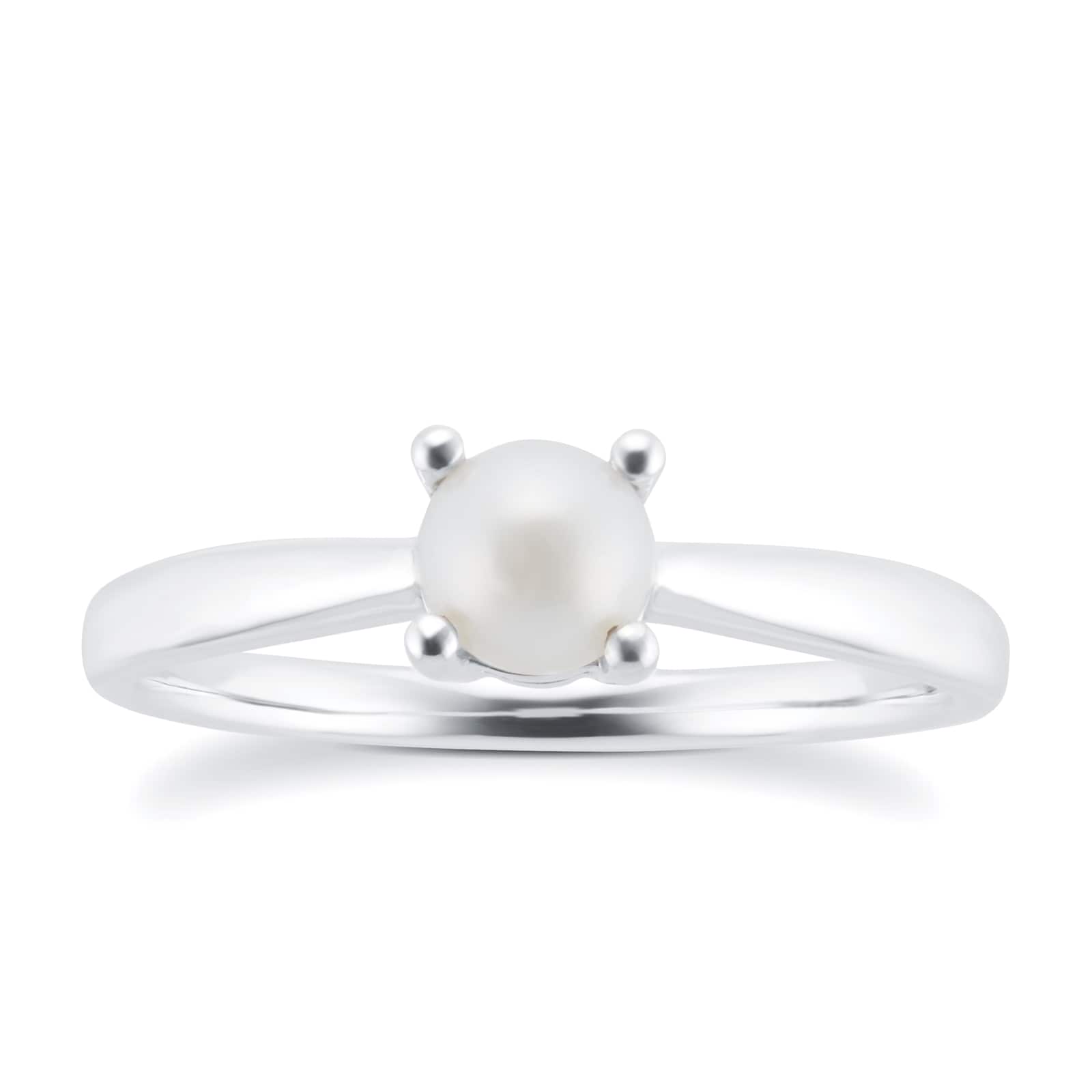 9ct White Gold 4 Claw Fresh Water Pearl Ring