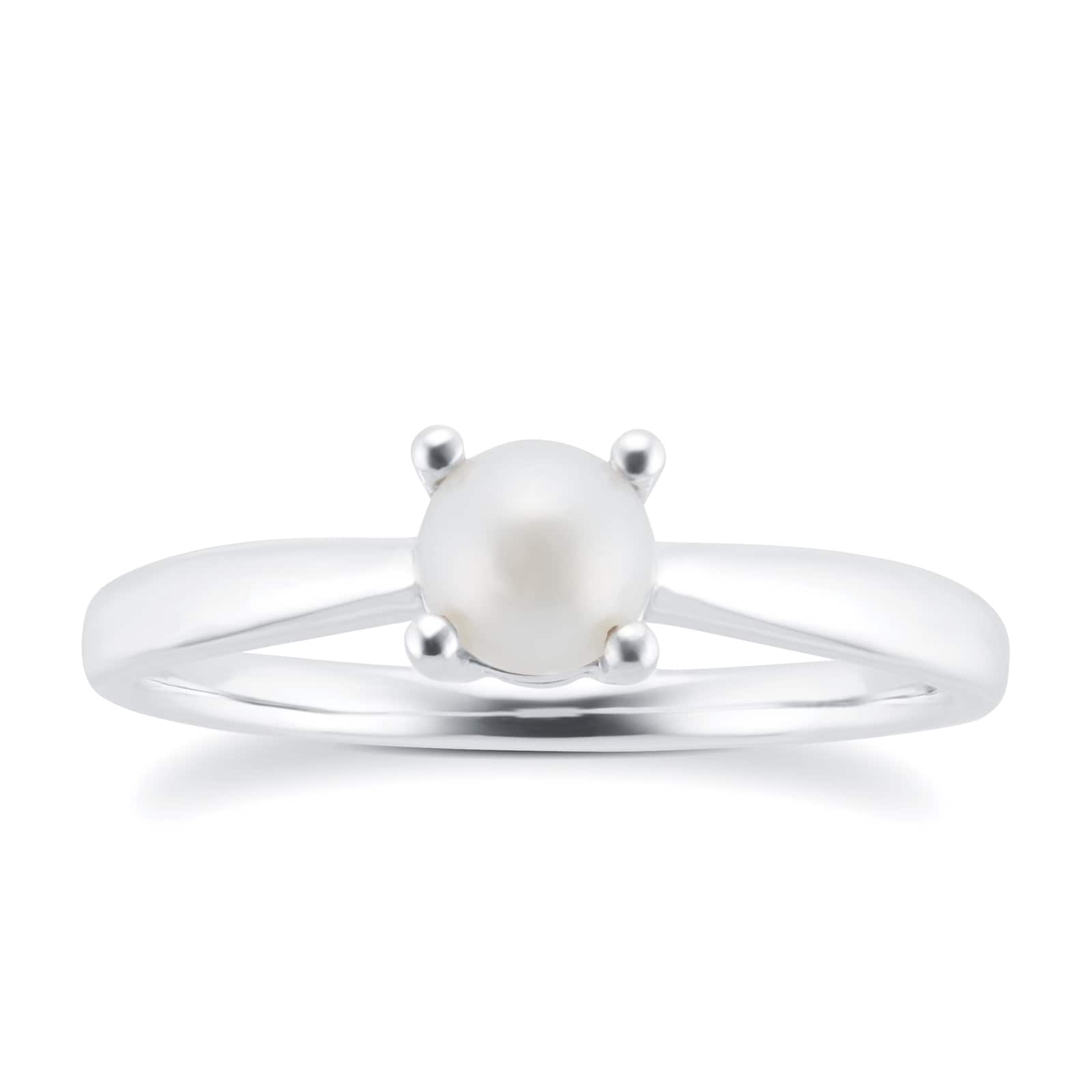 By Request 9ct White Gold 4 Claw Fresh Water Pearl Ring - Ring Size O By Request 9ct White Gold 4 Claw Fresh Water Pearl Ring - Ring Size O
