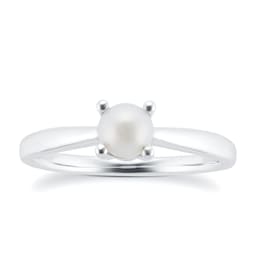 37894181 - 9ct White Gold 4 Claw Fresh Water Pearl Ring