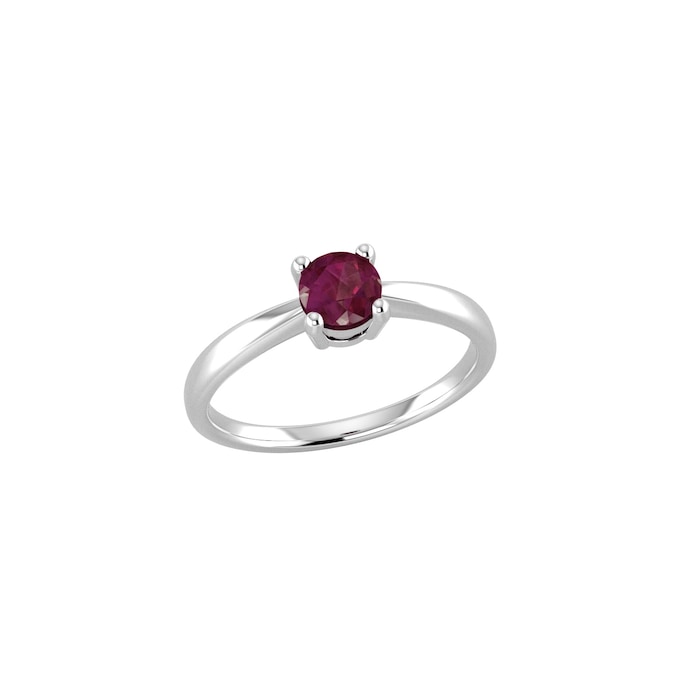 By Request 9ct White Gold 4 Claw Ruby Ring - Ring Size G