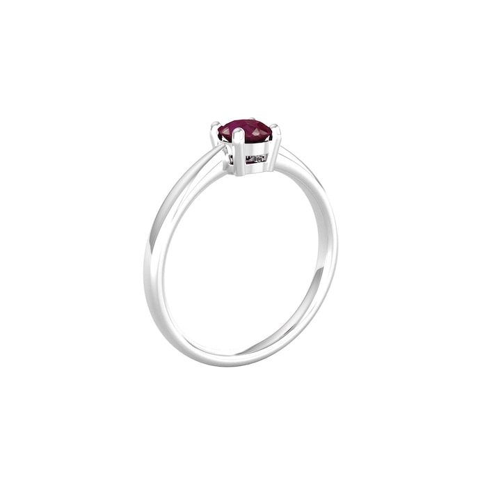 By Request 9ct White Gold 4 Claw Ruby Ring - Ring Size G