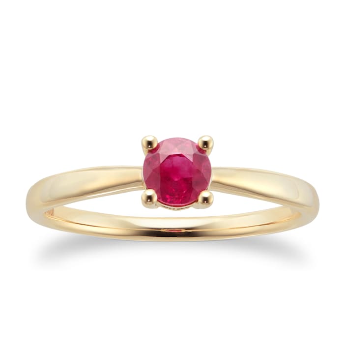 By Request 9ct Yellow Gold 4 Claw Ruby Ring