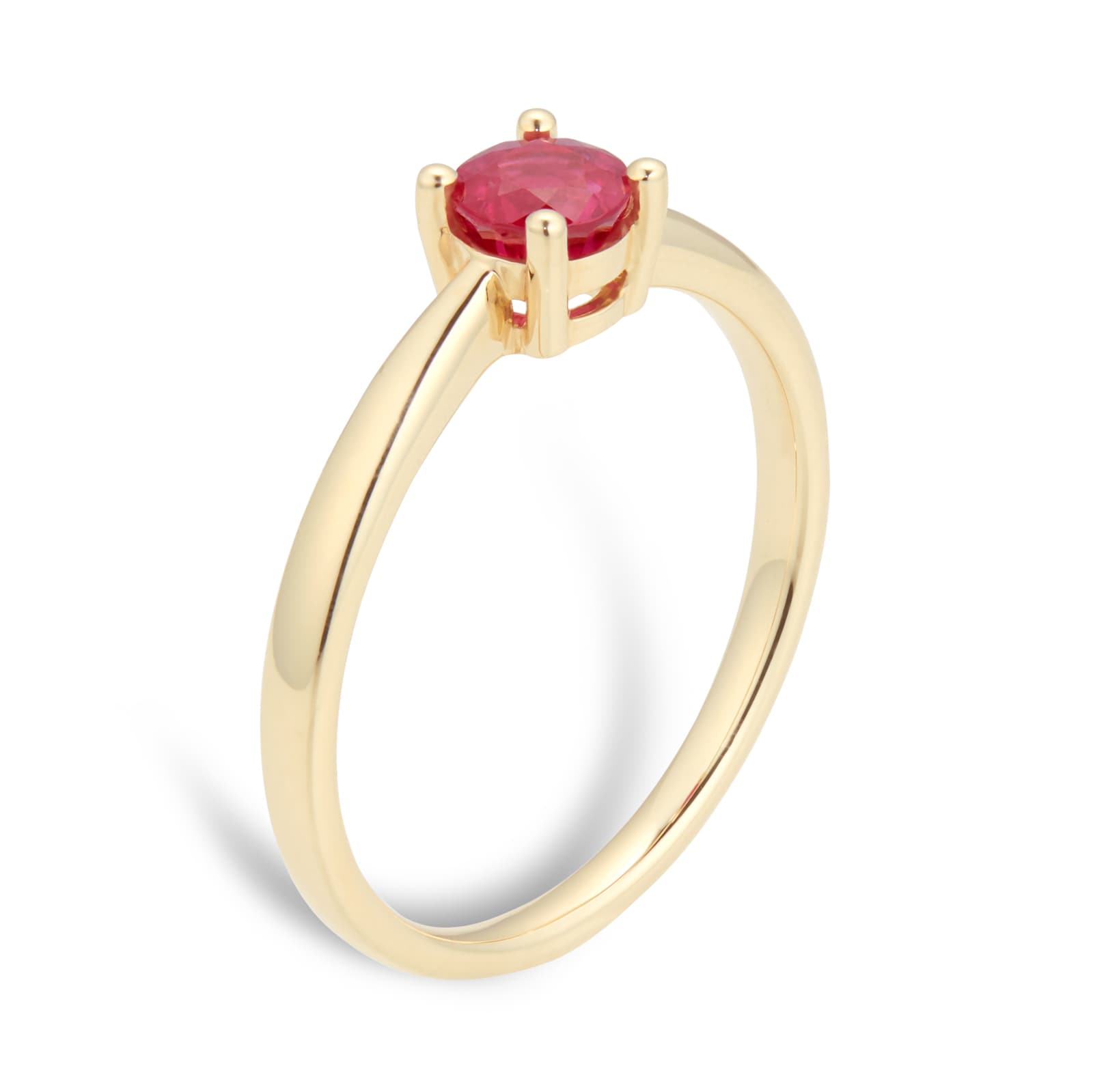 By Request 9ct Yellow Gold 4 Claw Ruby Ring - Ring Size F