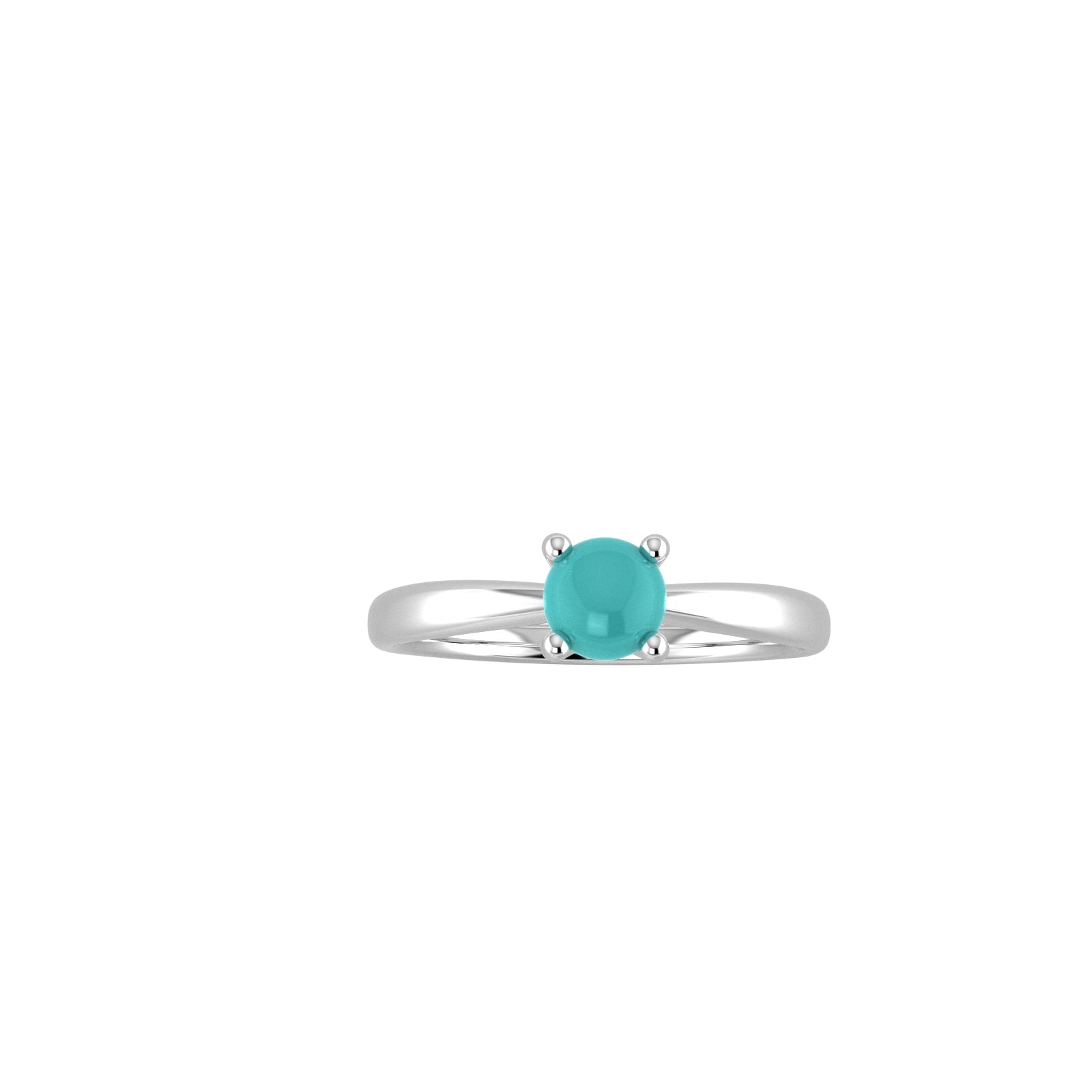 9ct White Gold 4 Claw Turquoise Ring