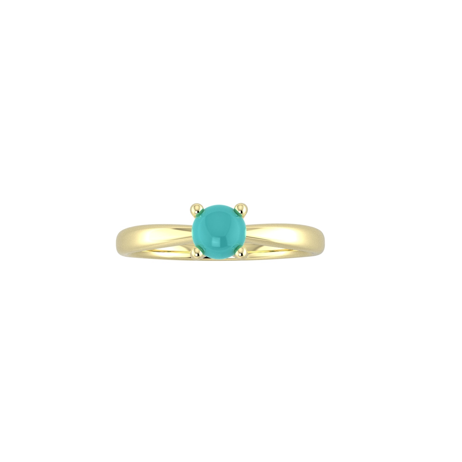 9ct Yellow Gold 4 Claw Turquoise Ring