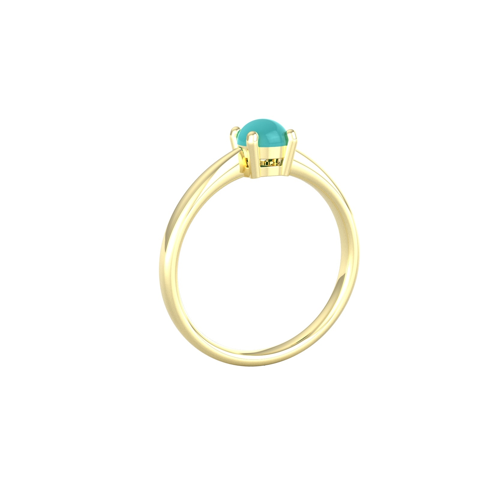 By Request 9ct Yellow Gold 4 Claw Turquoise Ring - Ring Size B By Request 9ct Yellow Gold 4 Claw Turquoise Ring - Ring Size B